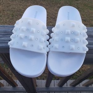 Bamboo rhinestone jelly slides